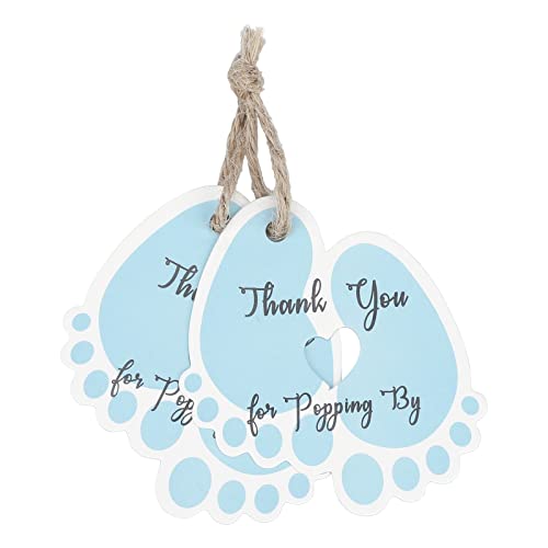 Jijacraft Paper Baby Shower Thank You Tags,100Pcs Thank You For Popping By Gift Tags With String,Personalized Blue Baby Feet Thank You Baby Shower Gift Wrap Tags For Baby Shower Brithday Party Favors #TOP4