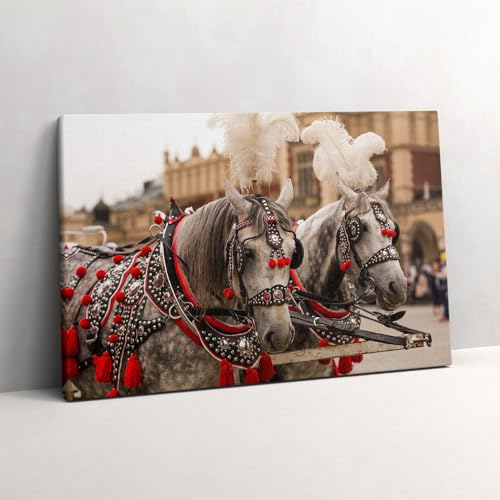 Image sur Toile Beaux chevaux à Cracovie 60x40cm pour Décoration Murale Salon