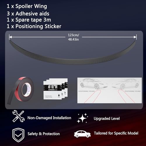 Arcoche Spoiler for Tesla Model 3 Performance Spoiler Wing Rear Trunk Lip Tail Lid for Tesla 2016-2023 ABS Model 3 Accessories (Matte Carbon Fiber) by Arcoche - Image 6