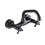 Greenspring Bronze Kitchen Sink Faucet Dual Handle Wall Mount Kitchen Basin Mixer Tap,Oil Rubbed Bronze