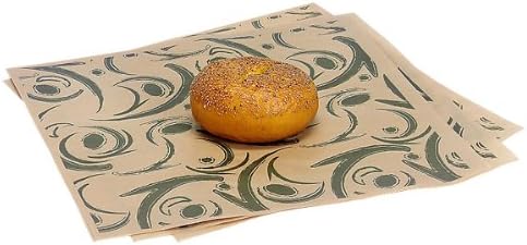 Dry Waxed Deli Paper Sheets - Paper Liners for Plasic Food Basket (100, Green Swirl)