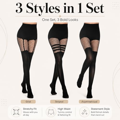 Image of NXITK 2 Pack Goth Tights - Ripped Gothic Tights for Women