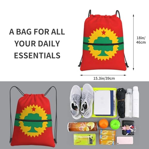 Oromo Liberation Front Drawstring Backpack Patriotic zipper Drawstring Bag for Men Women Sport Yoga Travel Gym3