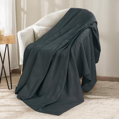 Utopia Bedding Smoke Gray 100% Cotton Blanket [Throw Size - 60x50 Inch] 350GSM Lightweight, Soft and Breathable Thermal Blanket for All Seasons