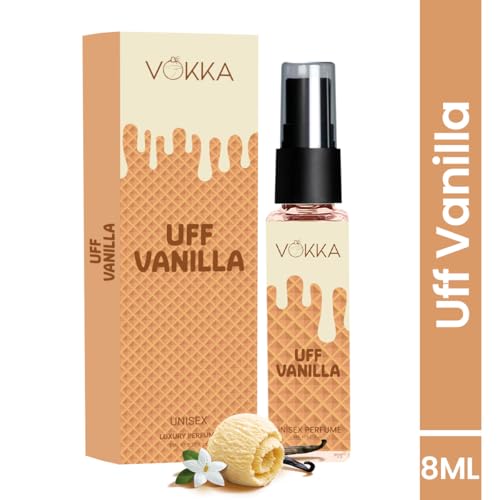 Image of VOKKA Pocket Perfume Uff Vanilla 8ml | Luxury Long Lasting Eau De Parfum | Caramel, Peach, Cherry Blossom, Vanilla Orchid & Musk Wood | EDP Fragrance for Women | Travel Friendly