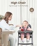 Babilous Chaise haute pliable, Chaises hautes pour bébés et tout-petits, Chaise à manger et chaise à manger avec plateau réglable et 5 Harnais point pour bébé, gris
