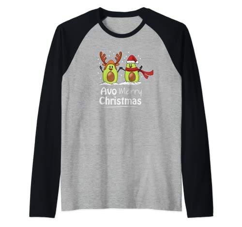 Avo Merry Christmas - Aguacates para hombre y mujer Camiseta Manga Raglan