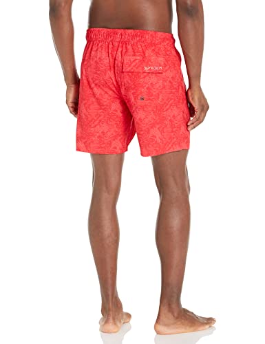 Spyder Men's Standard Quick Dry Lightweight Stretch Retro Palm 7" Swim Trunk, Volcano, Small #TOP1