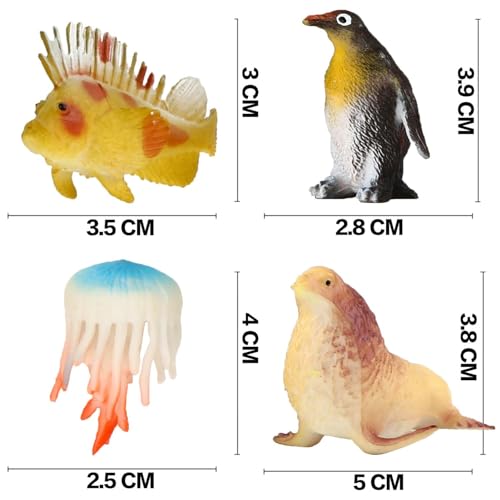 image for Funcorn Toys Ocean Sea Animal, 52 Pack Assorted Mini Vinyl Plastic Ani