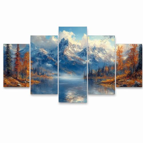 Pintar por numeros adultos paisajes de montaña para cuadros decoracion salon modernos