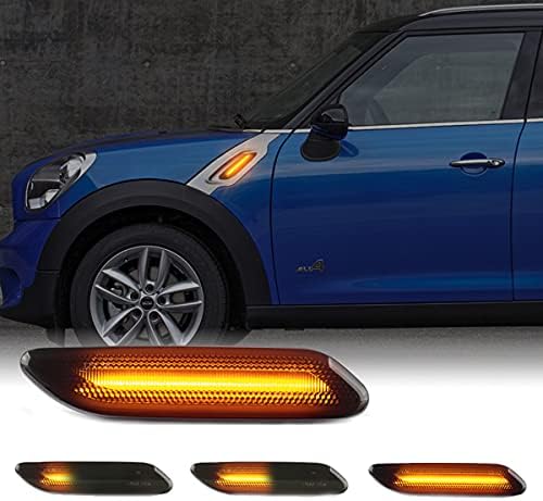 Gempro LED Front Fender Side Marker Lights Assembly Smoke Lens Turn Signal Lamp Replacement for 2011 2012 2013 2014 2015 2016 Mini Cooper R60 R61 Countryman Paceman, 2 Pcs