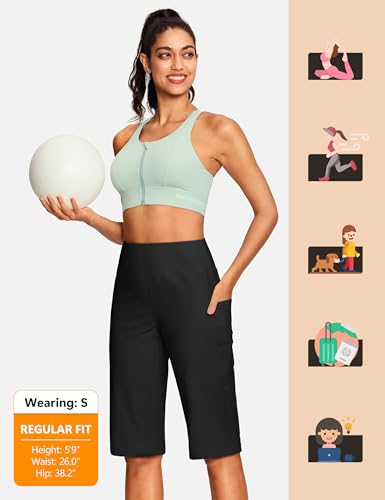 Image of ISEEGZ 15 inch / 18 inch / 21 inch / 25 inch Capri Pants for Women High Waist with Pockets Women's Capris Workout Yoga Pants Loose Straight Leg