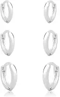 Trio Brinco Argola lisa Aro fino banhada Prata 925 delicada