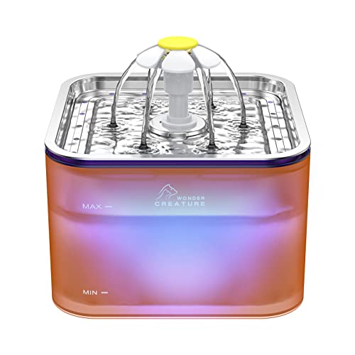 Crystal Cat Water Fountain Stainless Steel (Orange)