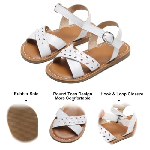 Image of Felix & Flora Toddler Girl Sandals - Little Girl Easter Dress Shoes Lightweight Open Toe Beach Holiday Flats