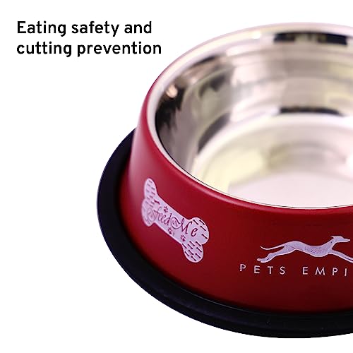 Image of Pets Empire Stainless Steel Dog Feeding Bowl, Grey Colour, Medium (Cherry & Black)