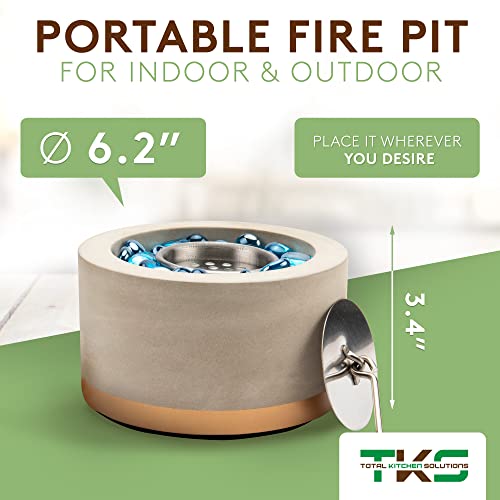 Tks Tabletop Fire Pit Indoor And Outdoor Use Fireplace With 4 Skewers Mini Personal Fire Pit Great For Roasting Marshmallows (Gray/Gold) #TOP2
