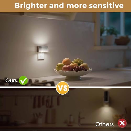 Image of L LOHAS LED Night Lights Plug into Wall, 2 Pack Modern Night Light with Dusk to Dawn Sensor, Dimmable Plug in Night Light, Adjustable Brightness, 5000K White for Bedroom Bathroom Hallway
