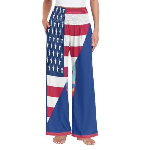 Pantalon de yoga léger pour femme GuoChe avec motif drapeau des USA Guam au quotidien