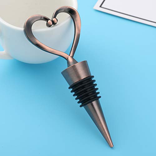 Weddparty 12Pcs Wedding Favor For Guests, Heart Wine Bottle Stopper Champagne Saver With White Organza Gift Bag For Baby Shower Favors Bridal Shower Party Souvenirs By Weddparty (Red Copper Heart, 12) #TOP4