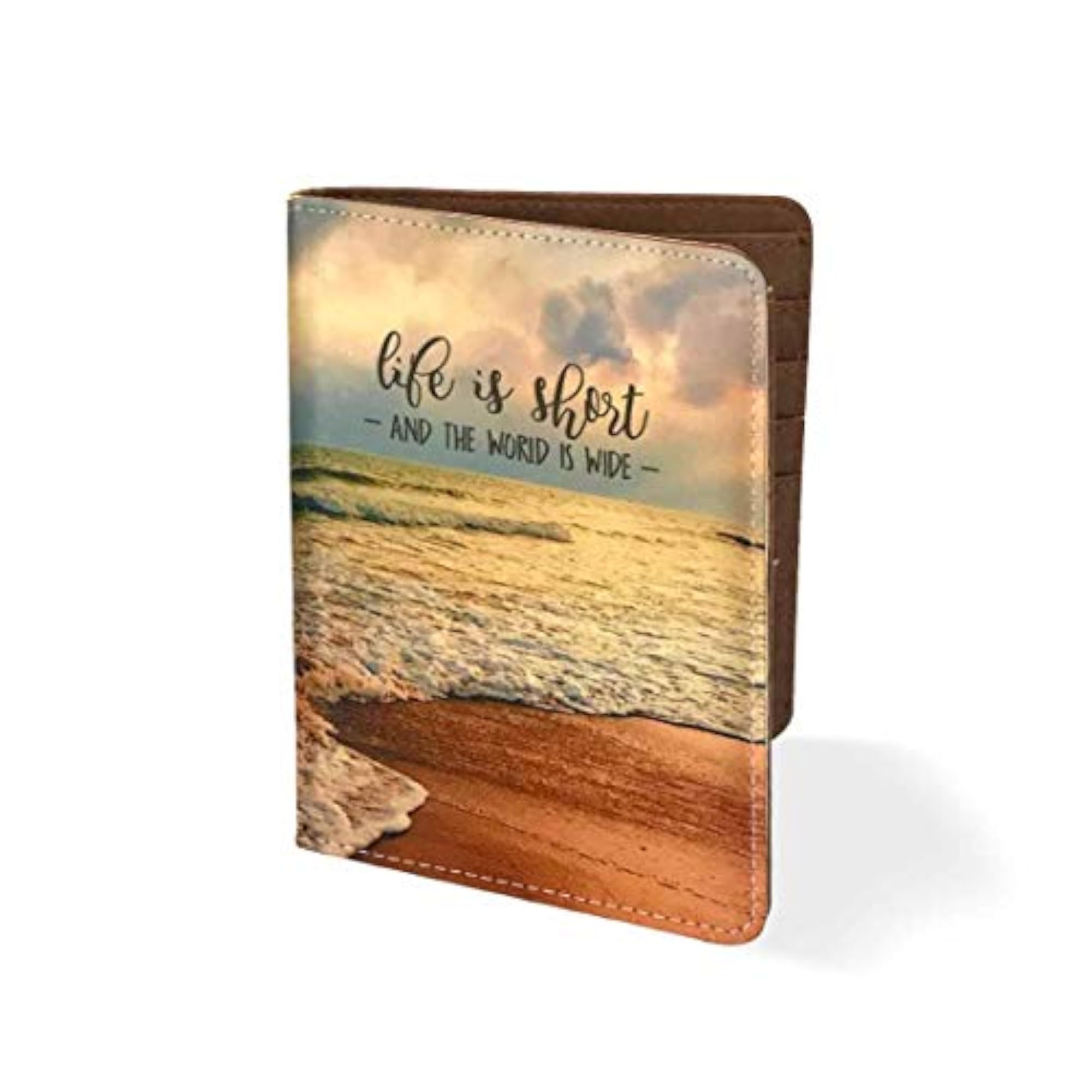 Designer Passport Holder Leather Travel Wallet Organizer, Life is Short