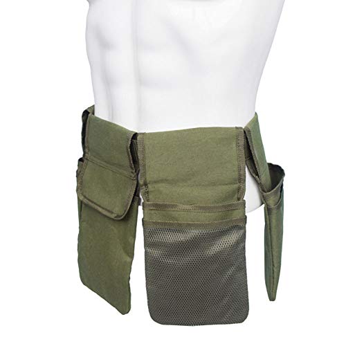 Canvas Garden Tool Belt,Gardening Tool Belt Bag,Canvas Waist Tool Apron Organizer Hanging Pouch With 4 Pockets, Waterproof (Army Green) #TOP6