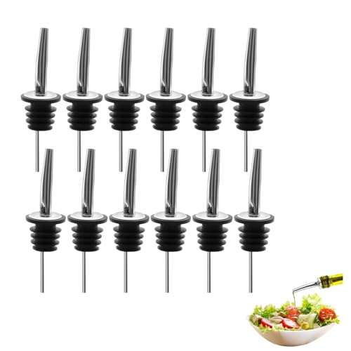 Versatori in Acciaio Inox,12 Pezzi Beccuccio Conico Liquore,Metal pour Tappo Versatore,Metal Pour Barman,Versatori Vino con Beccuccio Conico Liquore per Bottiglie,Cocktail,Vino,Grappe,Feste e Bar