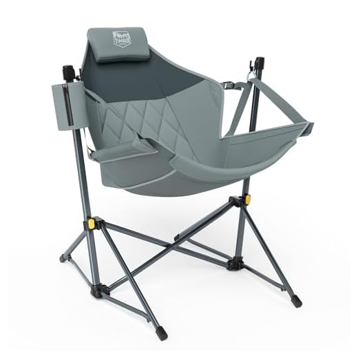 TIMBER RIDGE Hammock Camping Chair with Adjustable Backrest, Heavy Duty Folding Hammock Chair Supports 300lbs, Portable Hammock Chair for Camping, Travelling and Patio, Grey