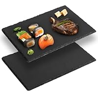 Novaliv Lot De 4 Plateaux En Ardoise - Rectangulaires - 40 X 30 X 0,5 Cm - Pour Servir à Sushi - Noir