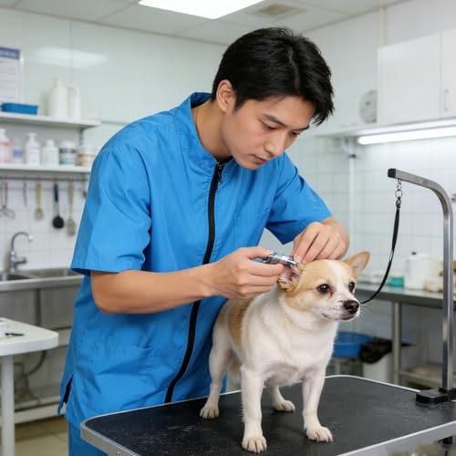 Blouse de toilettage pour chiens imperméable en polyamide bleu haute qualité - 7