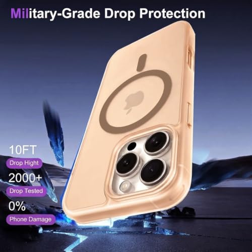 Image of DIZORO Matte Case for iPhone 16 Pro Compatible with MagSafe, Camera Lens Full Protection, Shockproof Translucent Frosted TPU Soft Phone Cover, Anti-Fingerprint (Desert)