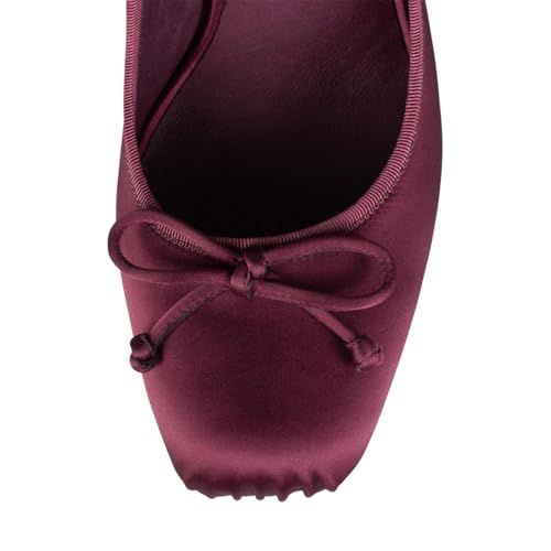 FSJ Women Square Toe Bow Tie Satin Ballet High Heel Sexy Lace-up Stiletto Pumps Elegant Mary Janes Party Shoes Size 4-16 US3