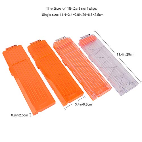 OIMIO Soft Bullet Clips 18-Darts Quick Reload Clips Magazine Clips for Nerf Toy Dart Gun 4pcs (Transparent white) - Thumbnail 6