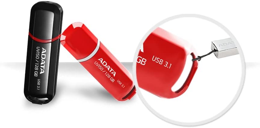 ADATA UV150 128GB USB 3.0 Snap-on Cap Flash Drive, Black (AUV150-128G-RBK)