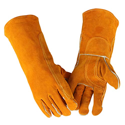 Preisvergleich Produktbild Dbtxwd Schweißhandschuhe für Wig- / Mig-Schweißer / Kamin / Grill / Garten / Grillen / Herd, hitzebeständiges und verschleißfestes, gefüttertes Leder,4pairs,40cm