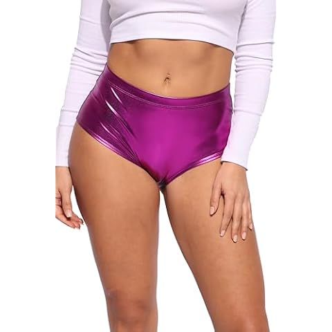 Ofenti Metallic Booty Shorts for Rave Cover