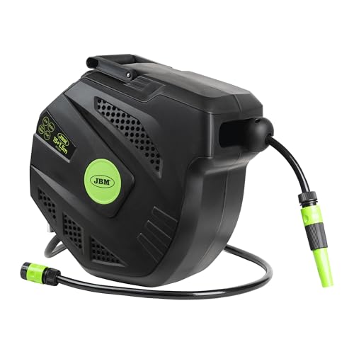 Partenopeautensili® Avvolgitubo Automatico per Acqua Giardino Girevole Autoavvolgente con pompa irrigazione da 15 + 1,5 mt mt BY JBM