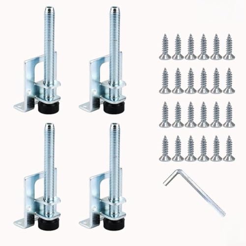 Heavy Duty Adjustable Furniture Leveling Feet for Cabinets and Tables, Iron Construction with Silver Finish, 4-Pack for Uneven Floors, for Easy Installation(4PCS-L)
