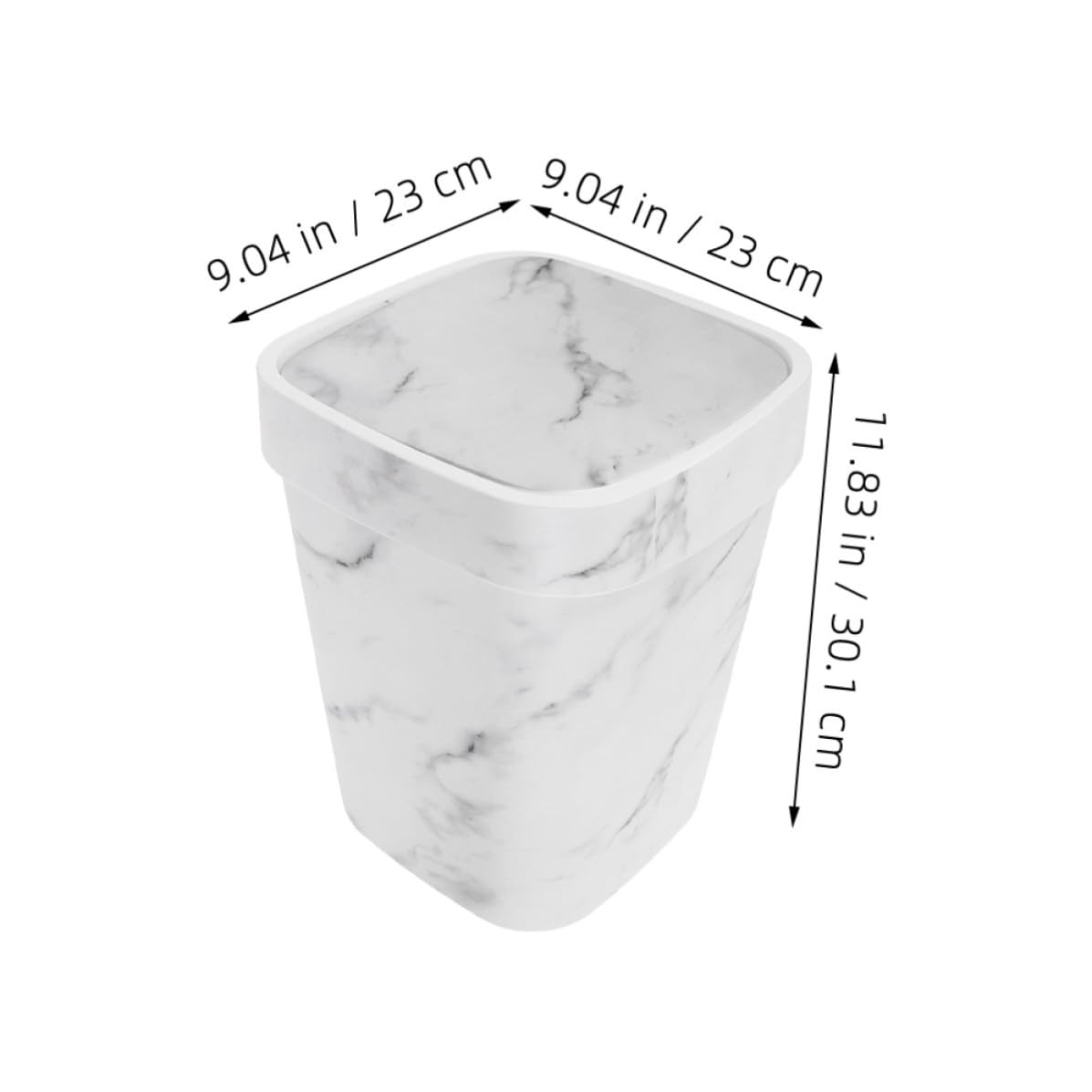 Veemoon Rectangular Marble Pattern Trash Can with Swing Lid, Spacious Plastic Waste Basket for Kitchen and Bedroom, Stylish and Elegant Home Office Garbage Container