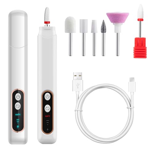 DOOCECIY 3 Speeds Electric Nail File for Thick Toenails Set, 15000RPM Nail Grinder with 6 Drill Bits for Thick Toe Nails for Various Nails and Shapes