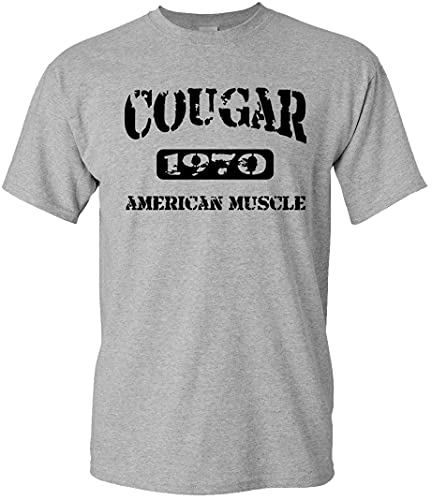 1970 Mercury Cougar American Muscle Design Tshirt Medium Grey