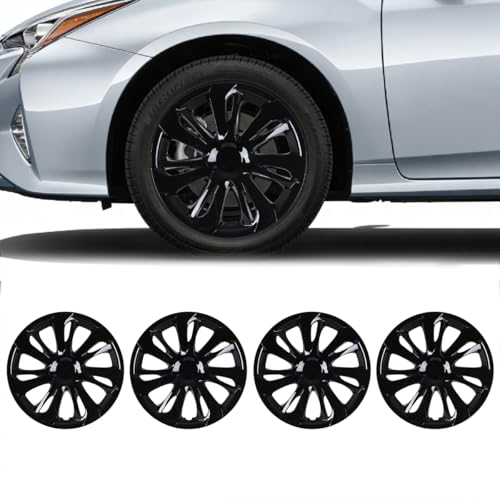 ROXX 15 Inch Hubcaps for 2019-2020 Toyota Yaris Sedan/Yaris iA Sedan, 15'' Wheel Cover Fits 2007-2012 Yaris Sedan/2007-2019 Yaris Hatchback/2012-2019 Prius C, Snap-On, PP Material(4Pcs, Black Lacquer)