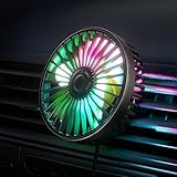 JDHDL LED Car Fan USB Powered - Powerful 3 Speed, Colorful Portable Cooling Clip Fan for Car Vent, Quiet Brushless Motor, Adjustable Air Circulation for Vehicle, Van, Truck, SUV, RV