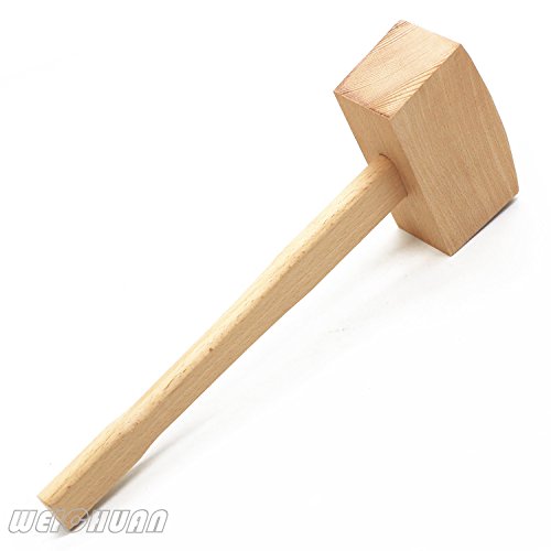 WEICHUAN Unfinished Beech Wood Mallet Ice Hammer Mallet - Solid Beechwood Damage-Free Striking Woodworking Carving Mallet Woodworking Hand Tool - 5 x 13.8"