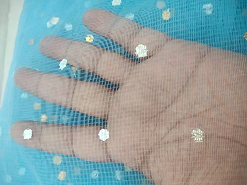Image of 3A Featuretail Dual Color Combo of 42inch Width Dotted Mesh Net Fabric for Decoration, Fruit /Dryfruit /Gift Packing & Tray Packing (5 Meter Each Color, Pink, Green, Light Blue, Golden & Peach)