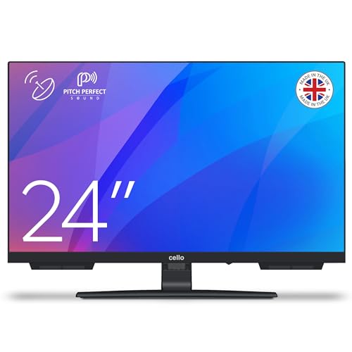 Cello C2424SH TV LED HD de 24' con Triple sintonizador sin Marco (DVB-C/-S2/-T2) Pitch Sound Ideal para Habitaciones pequeñas Hecho en Europa [2024]