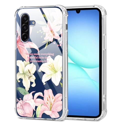 Yomjew Lily Flower Bible Verse Phone Case Samsung Galaxy A17 6.7�C���`�p�A3:11 �L���X�g�������t���[�����f�U�C���A���C�N���A �ϏՌ��ی�J�o�[ MagSafe�Ή� �K�[���Y �{�[�C�Y