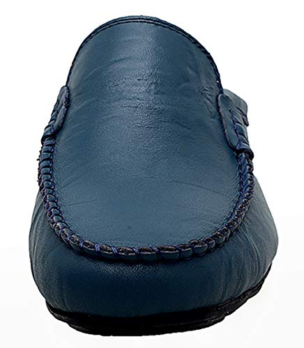 Go Tour Mens Mules Clog Slippers Breathable Leather Slip On Shoes Casual Loafers Blue 12/49 #TOP1