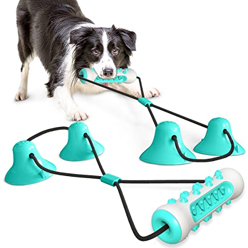 Two Suction Cups Serrated Molar Rod, Suction Cup Dog Toy, Dog Chew Rope Rod Pull Toy, Fits For Small/Large Dogs (Blue) #TOP15
