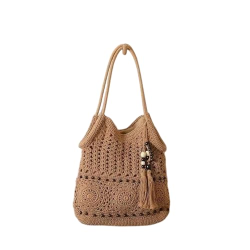 Sac de plage en tricot ajouré blanc et franges de perles pour vos sorties d'été